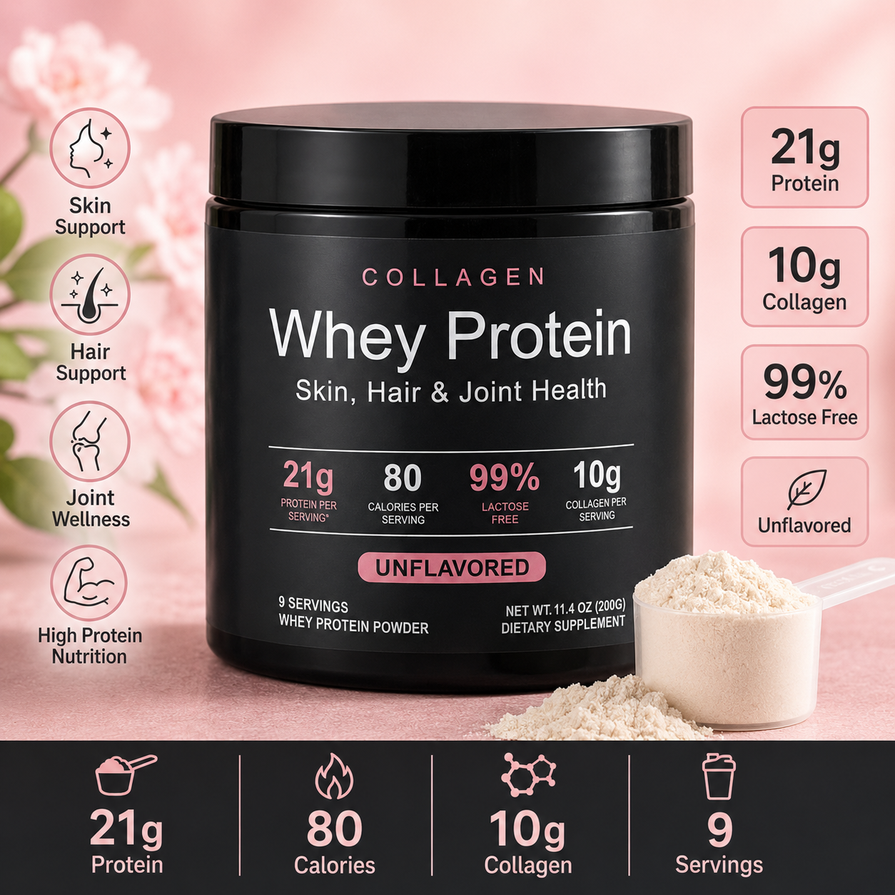 Nutrition Fitness - Collagen Whey Protein Powder 21g Protein
