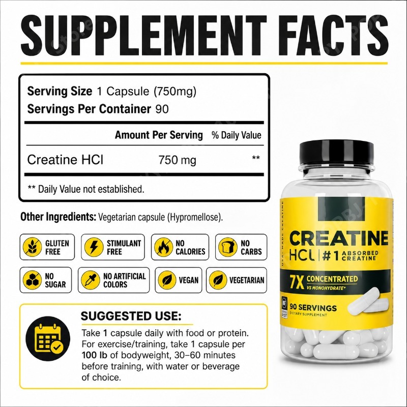 Creatine HCl 750mg 90 Capsules - огляд і ціна Nutrition Fitness