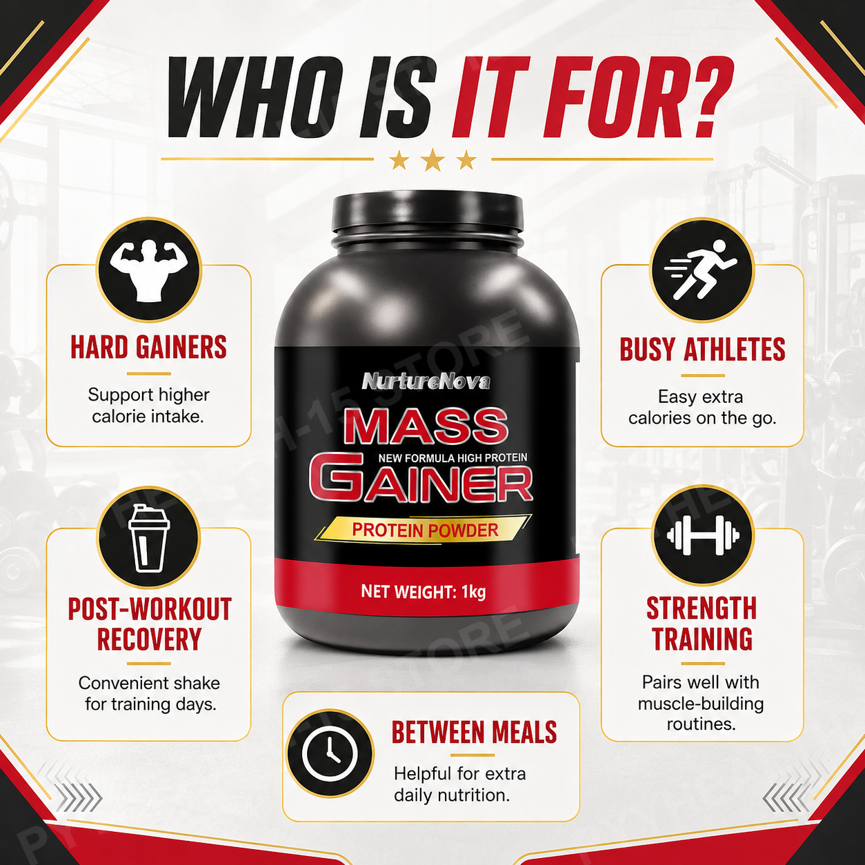 Mass Gainer Protein Powder 1kg - огляд і ціна Nutrition Fitness