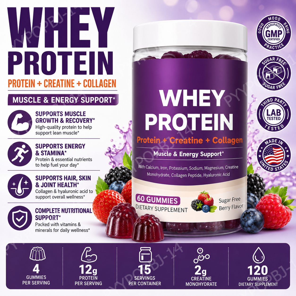 Protein Gummies with Whey Crea - огляд і ціна Fitness Nutrition Energy